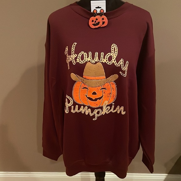 🎀 Halloween Howdy Pumpkin Sweatshirt Size XL - Picture 1 of 3